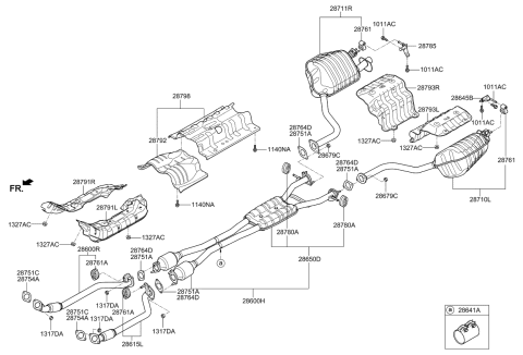 2015 Kia K900 Rear Muffler Assembly, Left Diagram for 287103T500