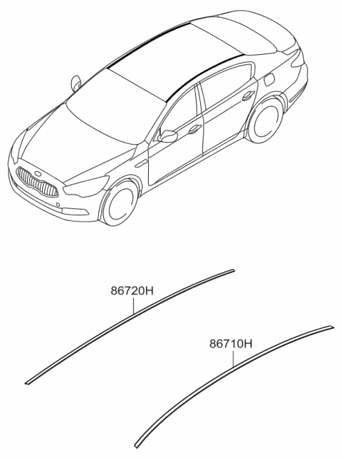 2015 Kia K900 MOULDING Assembly-Roof R Diagram for 872203T000