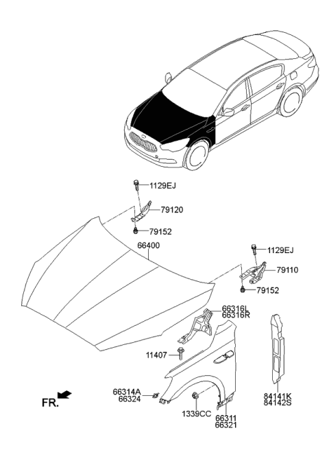 2015 Kia K900 Fender & Hood Panel Diagram