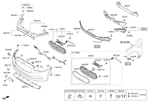 2015 Kia K900 Bracket-Front Bumper Upper Side Diagram for 865513T000