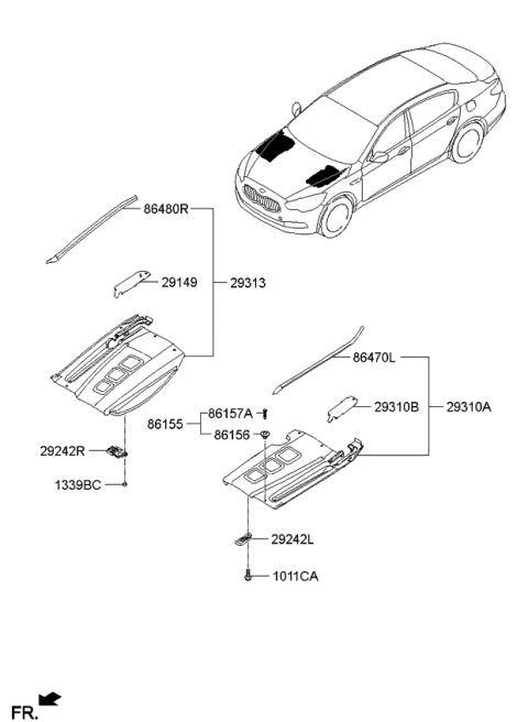 2015 Kia K900 Seal Strip Assembly-Hood Diagram for 864803T000