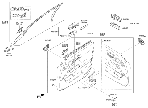 2015 Kia K900 Switch-Power Window,Passenger Diagram for 935763T300