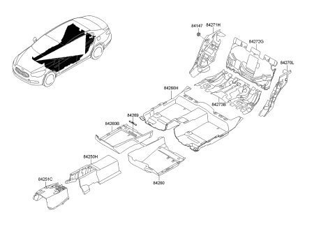 2015 Kia K900 Pad Assembly-Rear Tunnel Diagram for 842523T000