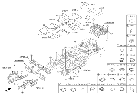 2015 Kia K900 Pad-ANTIVIBRATION COWL Diagram for 841413T000