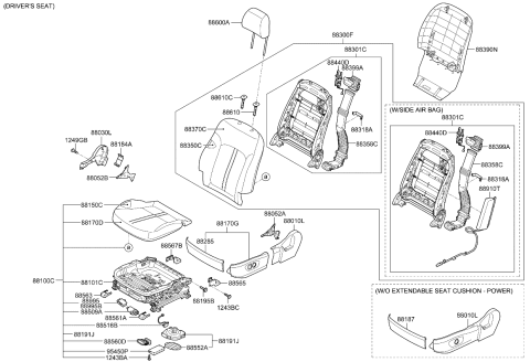 2015 Kia K900 Front Seat Cushion Driver Covering Diagram for 881603T640KER