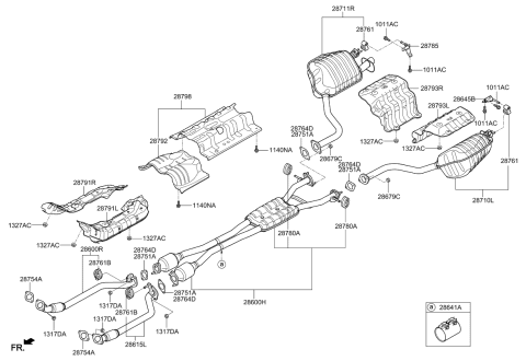 2015 Kia K900 Hanger-Exhaust Pipe Diagram for 287613M200