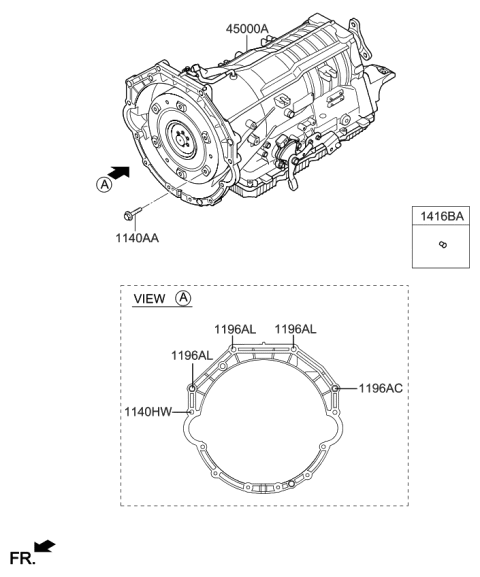 2015 Kia K900 Auto TRANSAXLE & TORQUE/CONVENTIONAL Assembly Diagram for 450004F010