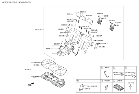 2015 Kia K900 Rear Seat Cushion Covering Assembly Diagram for 891603T020KBQ