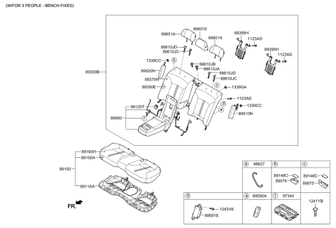 2015 Kia K900 Rear Seat Back Covering, Left Diagram for 893603T450KER