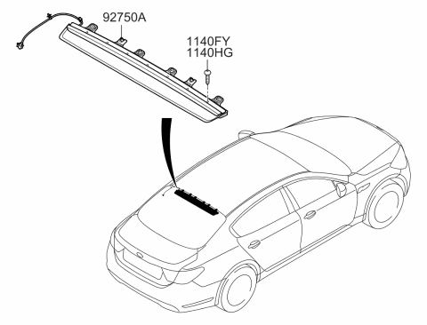 2015 Kia K900 Lamp Assembly-High Mounted Stop Diagram for 927003T100