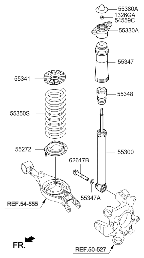 2015 Kia K900 Rear Shock Absorber Assembly Diagram for 553113T850