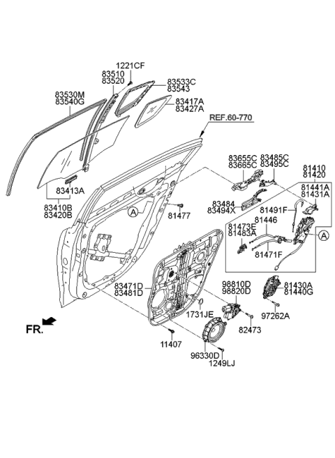 2015 Kia K900 Rear Power Door Latch Actuator Assembly, Right Diagram for 814403T000
