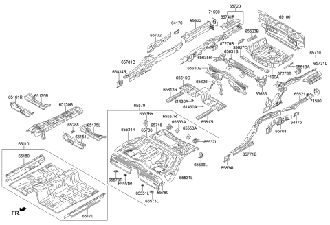 2015 Kia K900 Member Assembly-Rear Floor Diagram for 657203T000