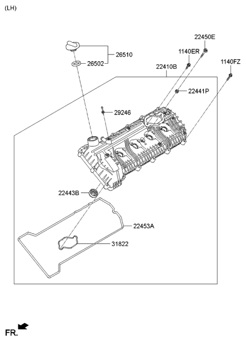 2015 Kia K900 Gasket-Rocker Cover Diagram for 224413F460