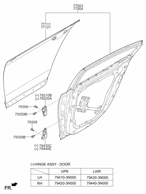 2015 Kia K900 Hinge Assembly-Rear Door Upper Diagram for 794103N000