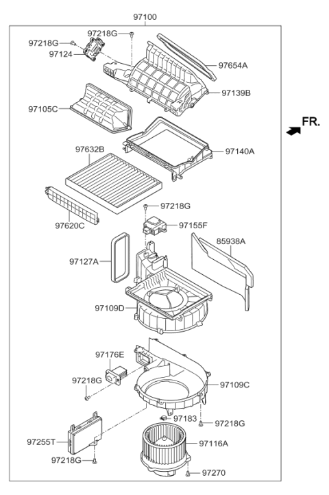 2015 Kia K900 Cover Assembly-Air Filter Diagram for 971293T000