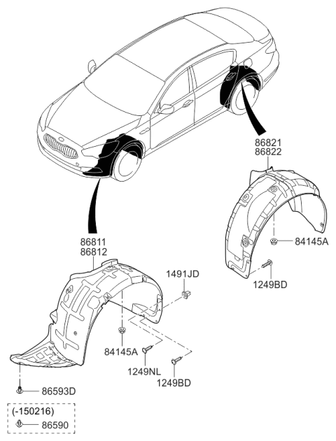 2015 Kia K900 Guard Assembly-Front Wheel Diagram for 868113T000
