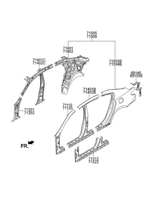 2015 Kia K900 Panel Assembly-Quarter Inner Diagram for 716023T070