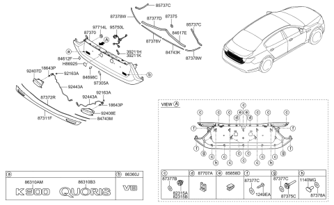 2015 Kia K900 Camera Assembly-Back View Diagram for 957603T000
