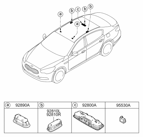 2015 Kia K900 Lamp Assembly-Rear Map,R Diagram for 928203T050AYK