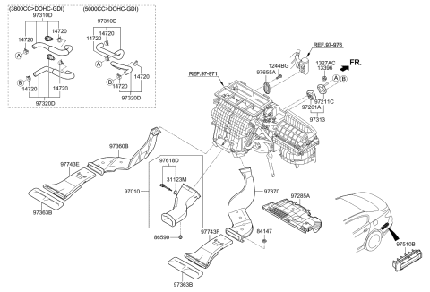 2015 Kia K900 Hose Assembly-Water Outlet Diagram for 973123M600
