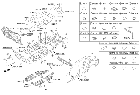 2014 Kia Optima Under Cover Assembly,RH Diagram for 84145E8000