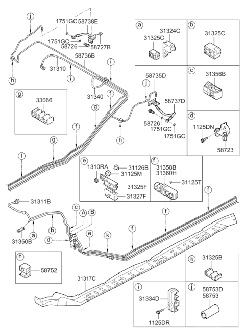 2015 Kia Optima Clamp-Fuel Tube Diagram for 313243Q000