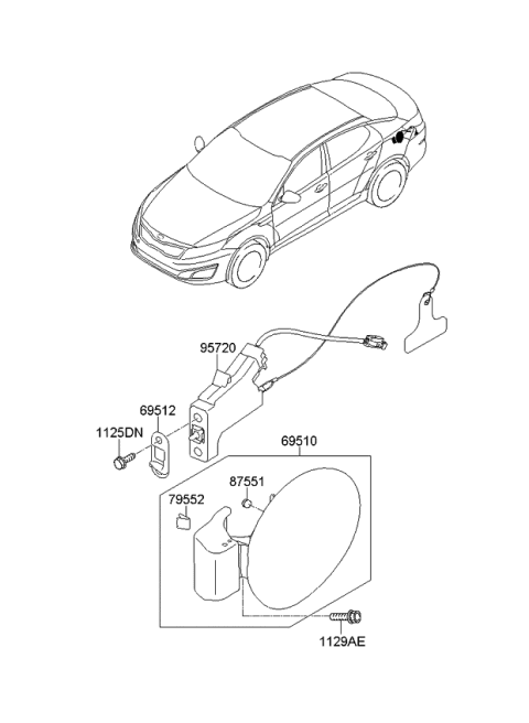 2014 Kia Optima Korean made Fuel Filler Door Diagram