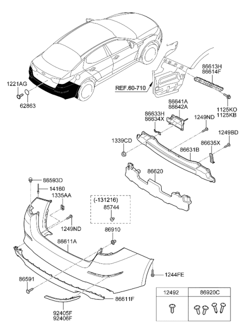 2014 Kia Optima Bracket Assembly-Rear Bumper Diagram for 866142T501