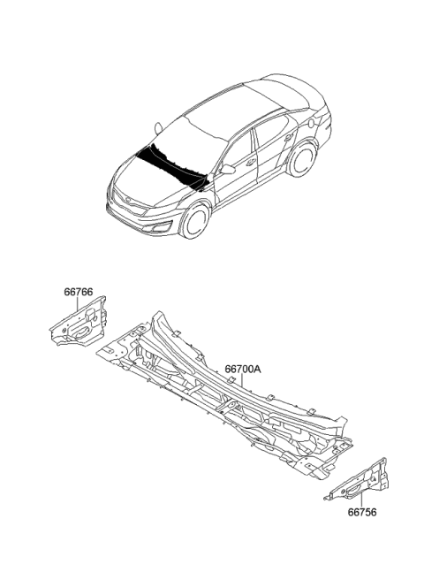 2015 Kia Optima Korean made Cowl Panel Diagram