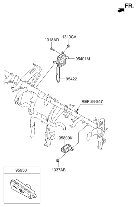 2015 Kia Optima Keyless Entry Antenna Assembly Diagram for 954112T150