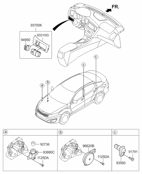 2014 Kia Optima Switch Assembly-Crash Pad Lower Diagram for 933004C600UP