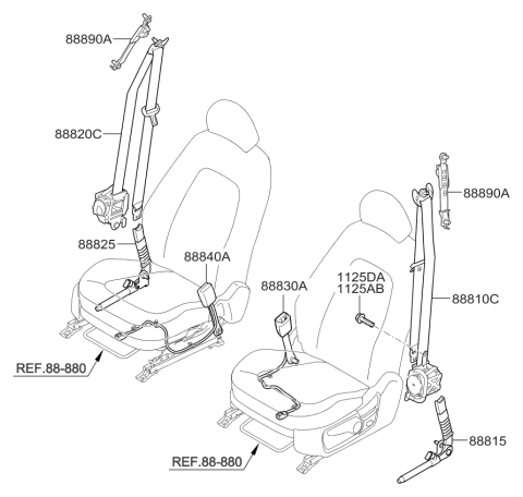 2015 Kia Optima Anchor PRETENSIONER Diagram for 888312T510VA