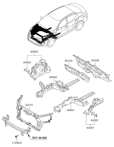 2014 Kia Optima Panel Assembly-Fender Apron Diagram for 645012T050