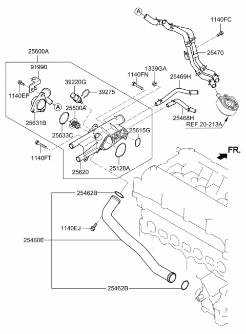 2015 Kia Optima Coolant Pipe & Hose Diagram