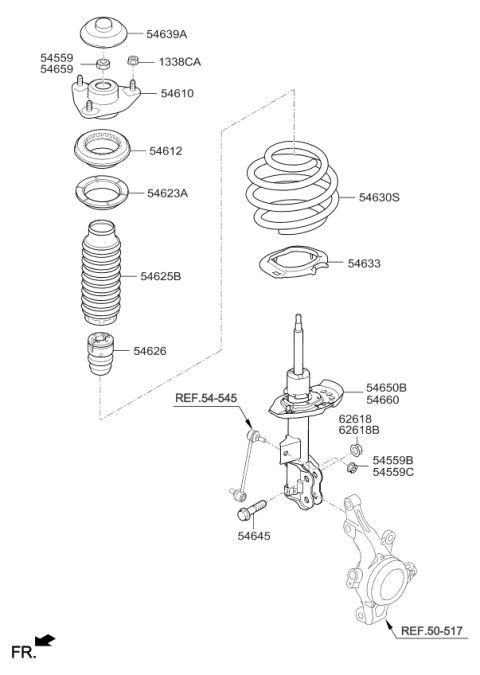 2015 Kia Optima Front Strut Assembly Kit, Right Diagram for 546612T824