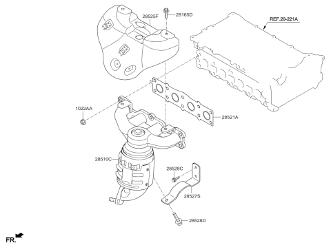 2014 Kia Optima Exhaust Manifold Catalytic Assembly Diagram for 285102G240