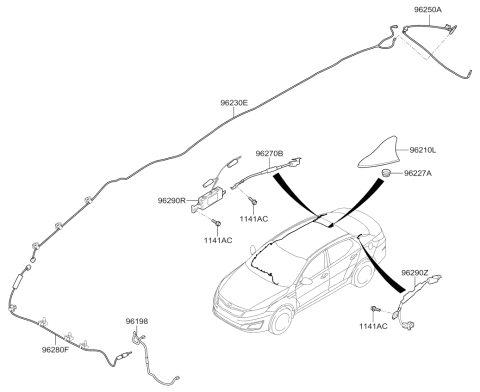 2014 Kia Optima Feeder Cable-Antenna Diagram for 962302TAB0