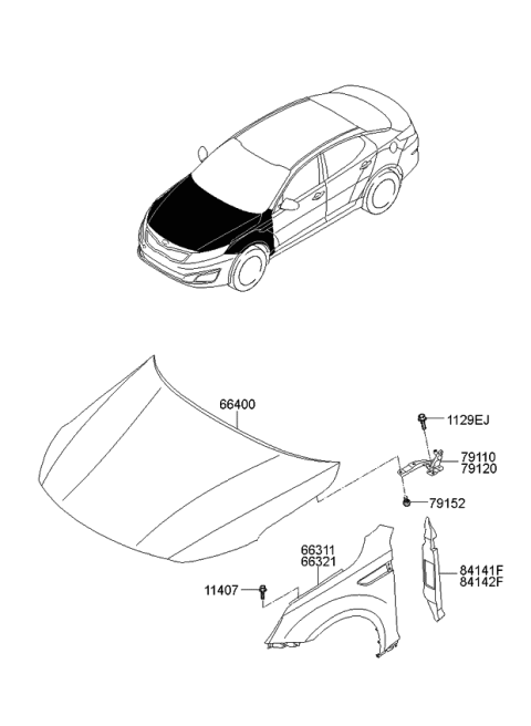 2014 Kia Optima Fender & Hood Panel Diagram