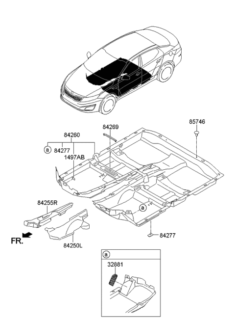 2015 Kia Optima Pad-Front Center Tunnel,LH Diagram for 842502T000