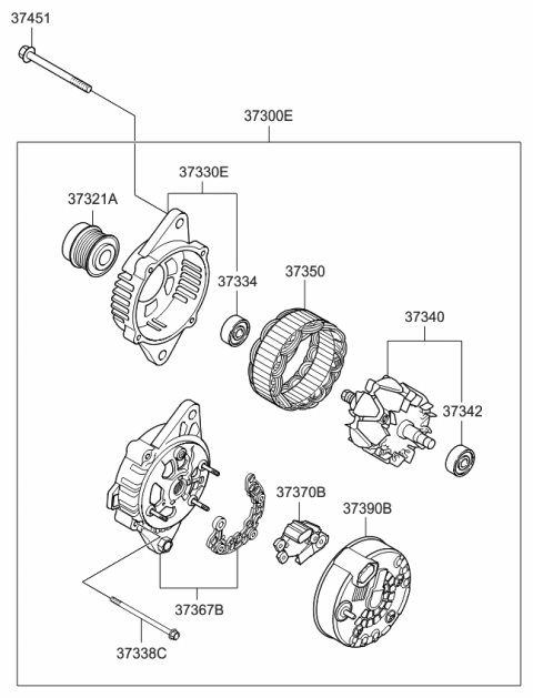 2015 Kia Optima Regulator Assembly-GENER Diagram for 373702G700