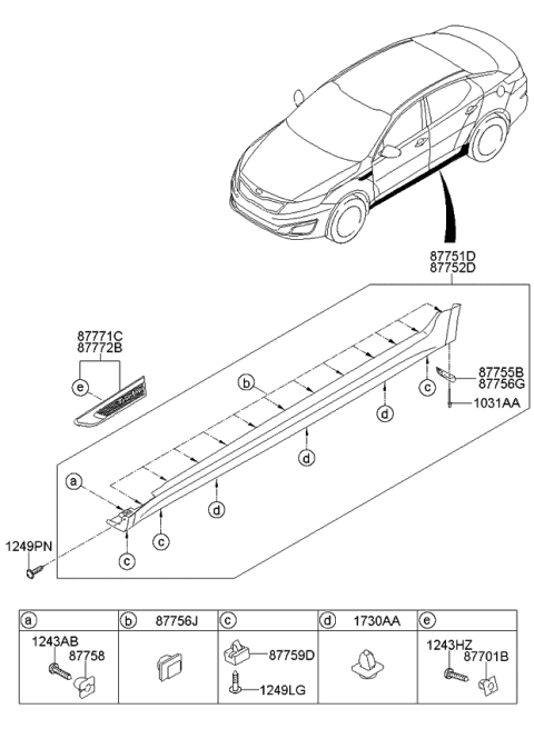 2015 Kia Optima MOULDING Assembly-Side S Diagram for 877522T100