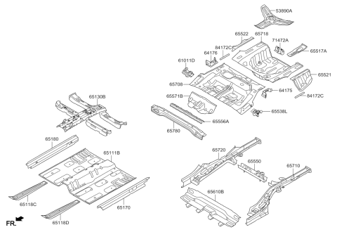 2014 Kia Optima Panel Assembly-Rear Floor Diagram for 655133S001