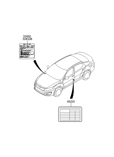 2014 Kia Optima Korean made Label Diagram