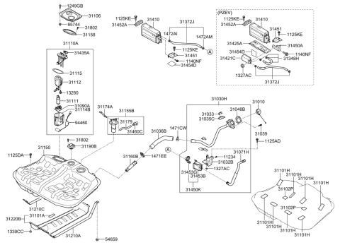 2015 Kia Optima Canister Assembly Diagram for 314102T600