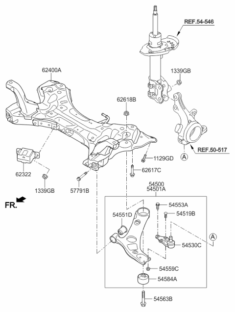 2014 Kia Optima Korean made Front Suspension Crossmember Diagram