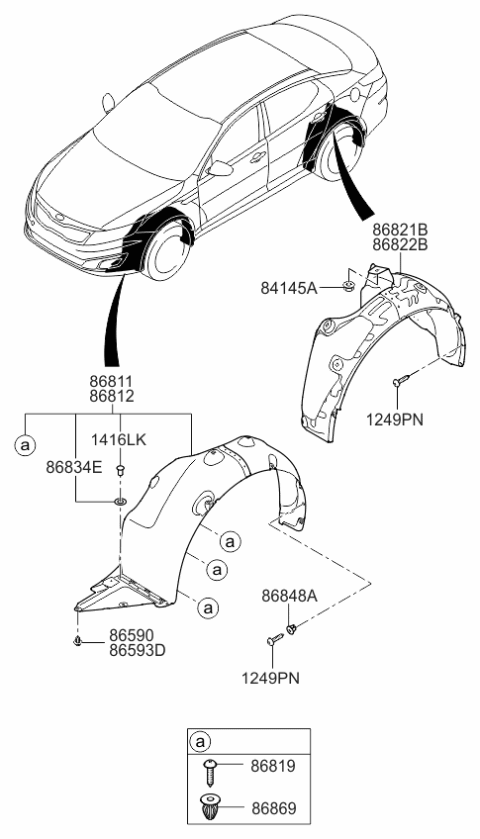 2015 Kia Optima Guard Assembly-Front Wheel Diagram for 868112T500