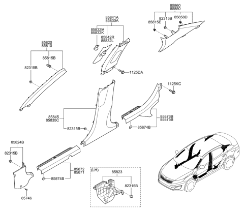 2014 Kia Optima Interior Side Trim Diagram