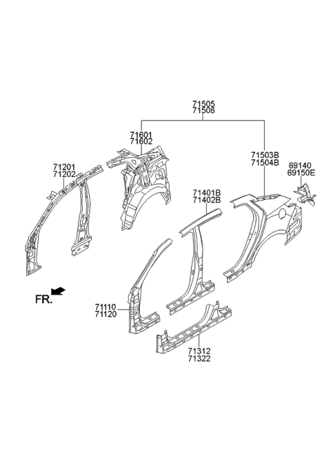 2015 Kia Optima Korean made Side Body Panel Diagram
