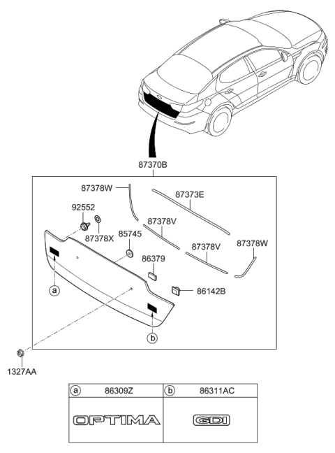 2014 Kia Optima Pad-Back Panel MOULD Diagram for 873762T500